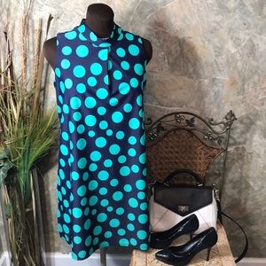 Jude Connally🌹 Stunning deep blue and green polkadot dress